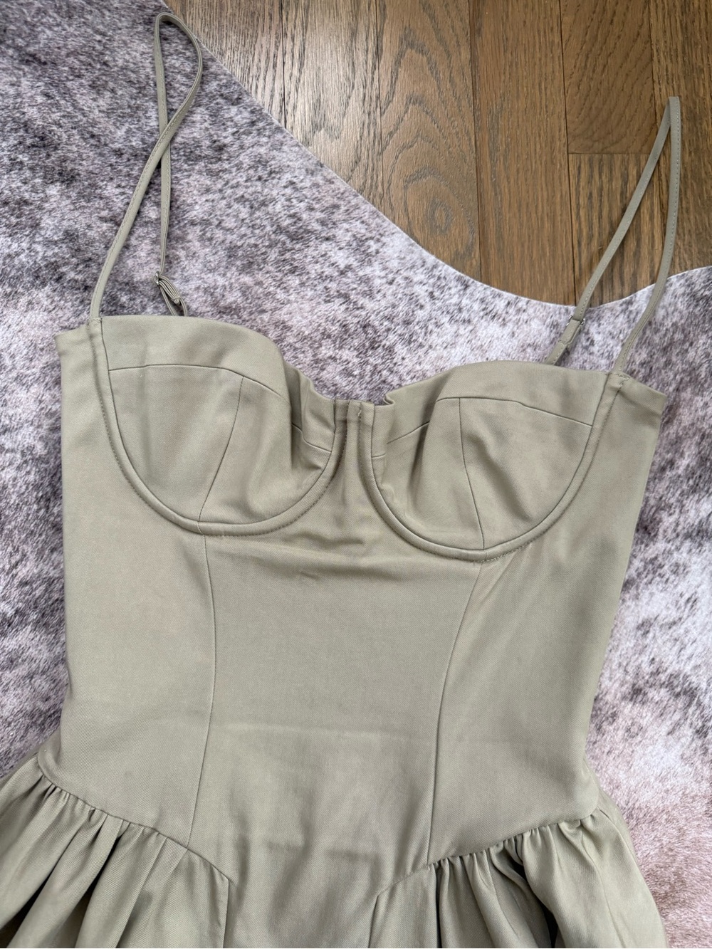 House of CB “SAMARIA” Taupe Midi sundress Dress with Corset Bodice - Picture 9 of 11